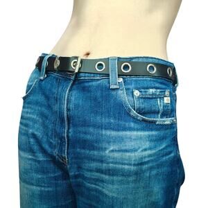 Rue 21 Smooth Black Silver Rivet Unisex S/M Belt